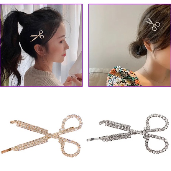 Crystal rhinestones scissors hair accessories. Gold. New in box - Picture 6 of 6